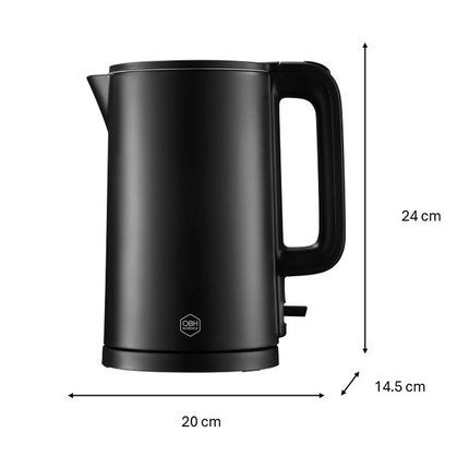 Elektrická rychlovarná konvice 1.5 L, dvoustěnná, automatické vypnutí, černá