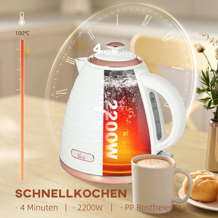 Elektrická rychlovarná konvice 1.7L, 2200W, rychlý var, vyjímatelný filtr