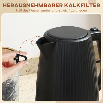 Elektrická rychlovarná konvice, objem 1.7L, automatické vypnutí, černá