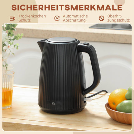 Elektrická rychlovarná konvice, objem 1.7L, automatické vypnutí, černá