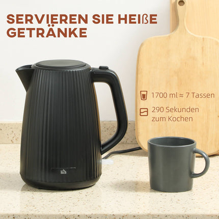 Elektrická rychlovarná konvice, objem 1.7L, automatické vypnutí, černá