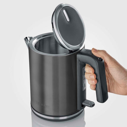 Elektrická rychlovarná konvice 1L, tmavý nerez, 2400W