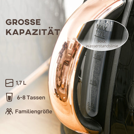 Elektrická rychlovarná konvice, 2200W, průhledové okénko, filtr, černá