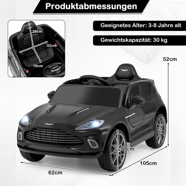 Elektrické dětské autíčko s ovladačem, baterie 12V, hudba, černá