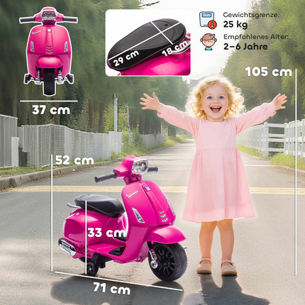 Elektrická dětská motorka s pomocnými kolečky, rychlost 2.5 km/h