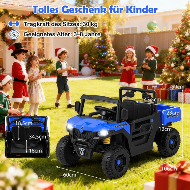 Elektrický dětský náklaďák k sezení s ovladačem, 12V, modrá