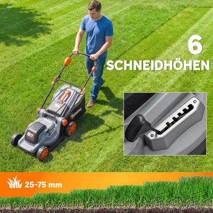 Elektrická sekačka na trávu, záběr 34cm, motor 1200W