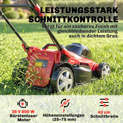 Elektrická sekačka na trávu, nůž 40cm, bezkartáčový motor 36V