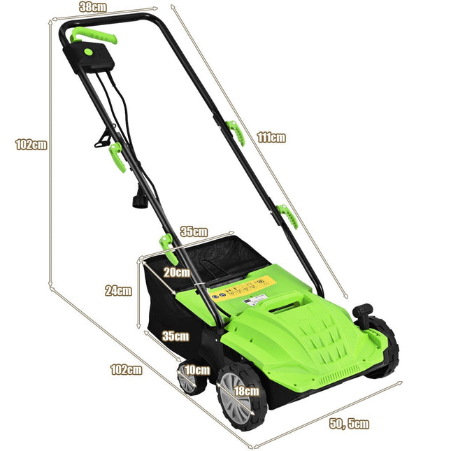 Elektrický vertikutátor a provzdušňovač trávníku, 1500W, koš 30L, záběr 32cm