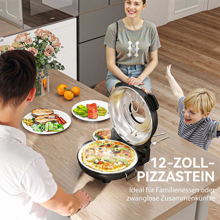 Elektrická pec na pizzu, 430℃, 1200W, kámen 30cm, časovač