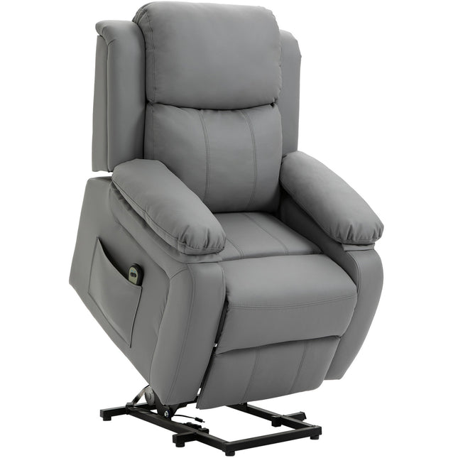 Elektrische relaxfauteuil met lift, kunstleer, grijs
