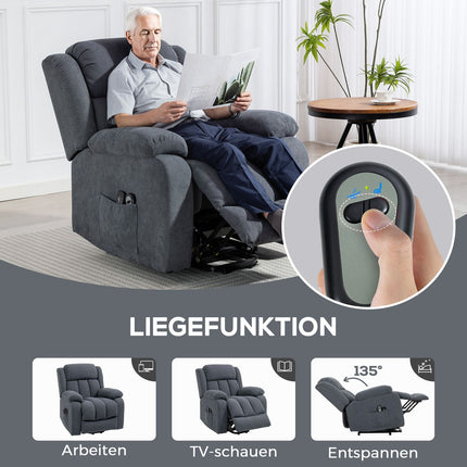 Electric Recliner Chair with Lift, Massage, Dark Grey