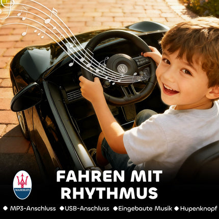 Electric Ride-On Car for Kids, 2-Seater, 12V, Remote, Black