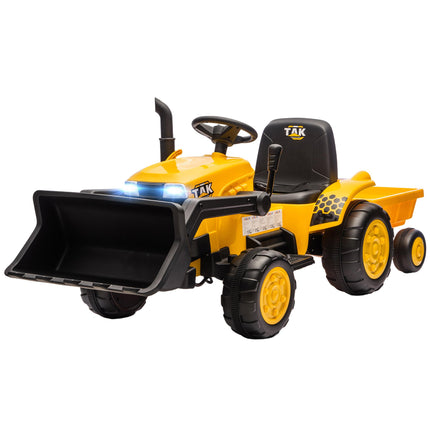 Elektrický dětský bagr k sezení s vlečkou, 12V, 3-8 let, žlutá