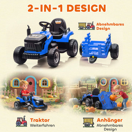 Elektrický traktor k svezení pro děti, dálkové ovládání, 3-8 let, modrá