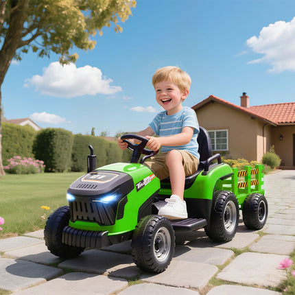 Elektrický traktor k svezení s ovladačem, 3-8 let, zelená