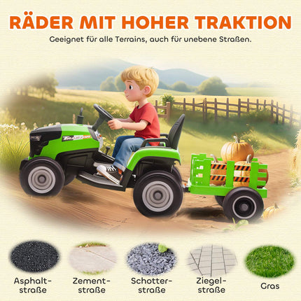 Elektrický traktor k svezení s ovladačem, 3-8 let, zelená