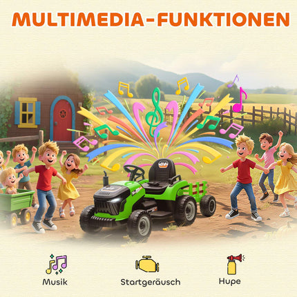 Elektrický traktor k svezení s ovladačem, 3-8 let, zelená