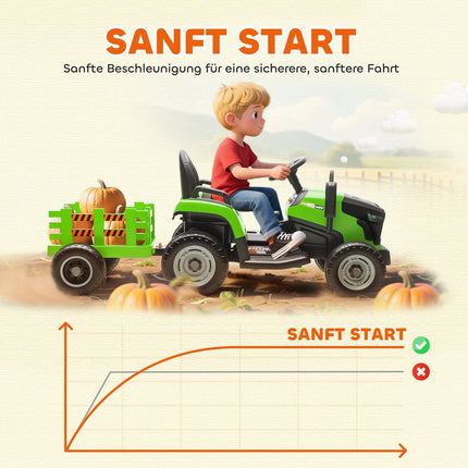 Elektrický traktor k svezení s ovladačem, 3-8 let, zelená