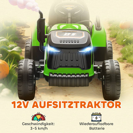 Elektrický traktor k svezení s ovladačem, 3-8 let, zelená