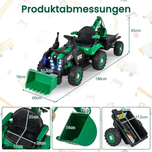 Elektrický traktor k svezení s vlečkou a ovladačem – 12V
