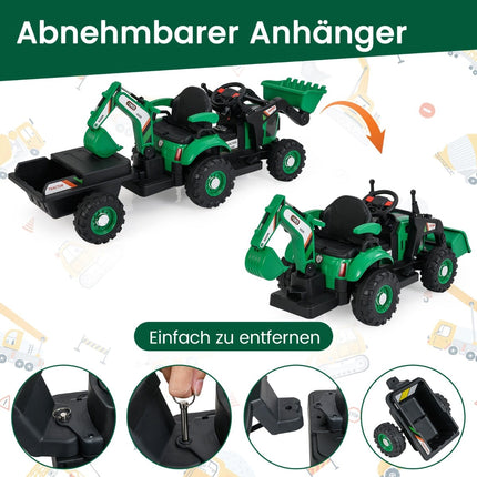 Elektrický traktor k svezení s vlečkou a ovladačem – 12V