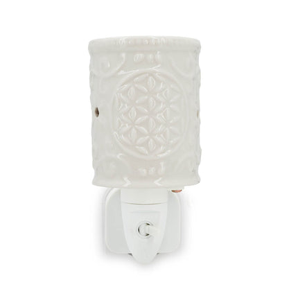 Elektrická aromalampa, keramika, bílá, květinový design