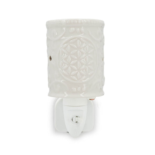 Elektrická aromalampa, keramika, bílá, květinový design