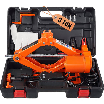 Electric Scissor Jack Kit, 3 Ton 12V, LED Light