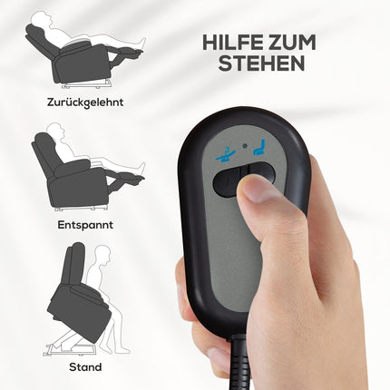 Elektrické polohovací křeslo s pomocí při vstávání a dálkovým ovládáním