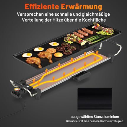 Elektrická grilovací deska teppanyaki, nepřilnavý povrch 70cm