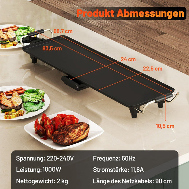 Elektrická grilovací deska teppanyaki, nepřilnavý povrch 70cm