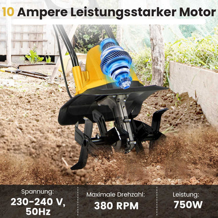 Elektrický kultivátor 750W – záběr 32cm, hloubka 22cm