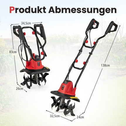 Elektrický kultivátor 750W – záběr 32cm, hloubka 22cm, bezpečnostní spínač