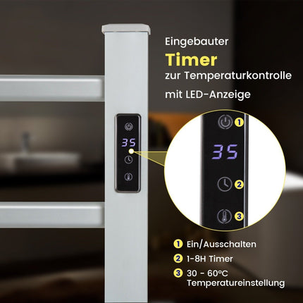 Elektrický sušák ručníků, 8hodinový časovač, ochrana proti přehřátí