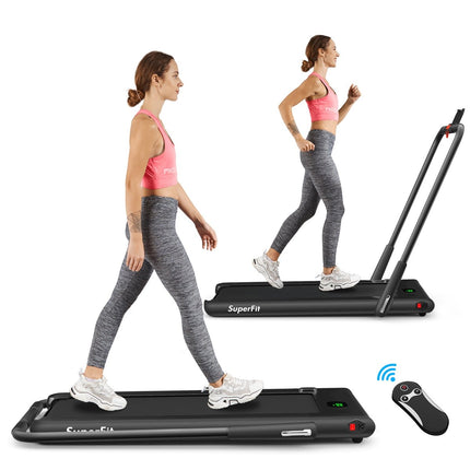 Elektrický běžecký pás 1-12km/h, LED displej, skládací, domácí fitness vybavení 120kg, černá