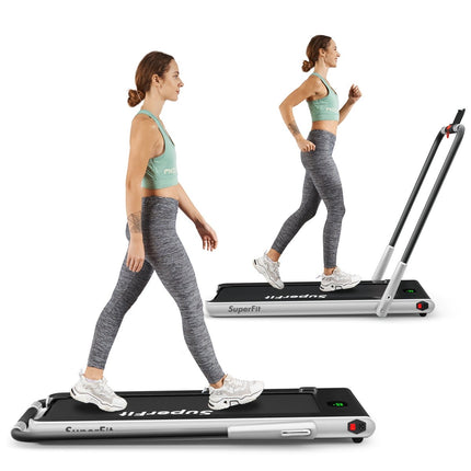 Elektrický běžecký pás 1-12km/h, LED displej, skládací, domácí fitness vybavení 120kg, stříbrná