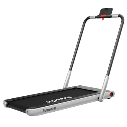 Elektrický běžecký pás 1-12km/h, LED displej, skládací, domácí fitness vybavení 120kg, stříbrná