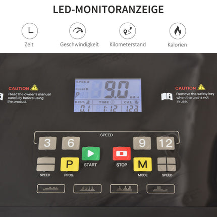 Skládací elektrický běžecký pás, LED displej, 12 programů