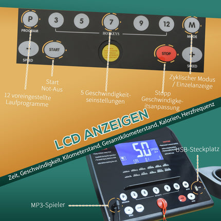 Skládací elektrický běžecký pás s LCD a MP3, 1-14 Km/H