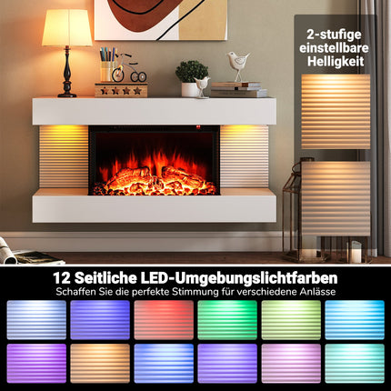 Elektrický nástěnný krb s topením a LED osvětlením
