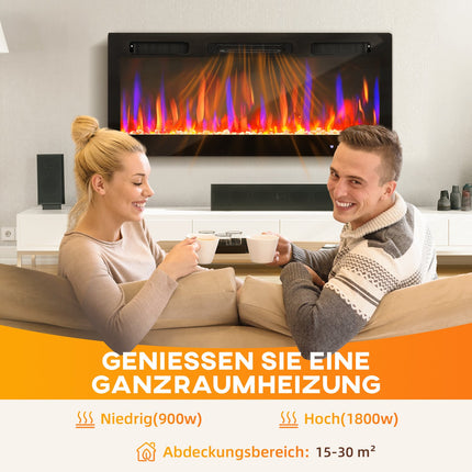 Elektrický nástěnný krb, nastavitelné plameny, časovač