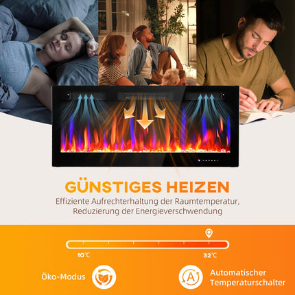 Elektrický nástěnný krb, nastavitelné plameny, časovač