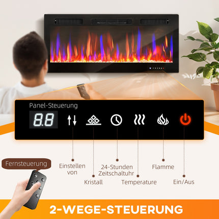 Elektrický nástěnný krb, nastavitelné plameny, časovač