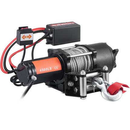Electric Winch 12V 4500 lb, Steel Rope, Wireless Remote