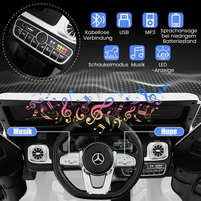Elektrické autíčko pro děti Mercedes Benz G500 s dálkovým ovládáním, bílá