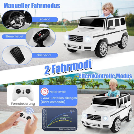 Elektrické autíčko pro děti Mercedes Benz G500 s dálkovým ovládáním, bílá