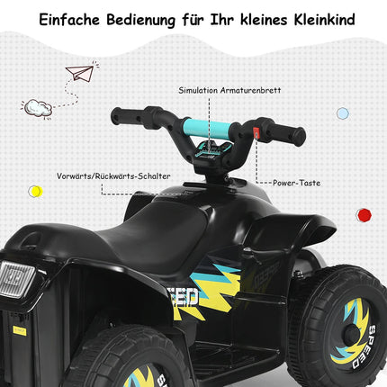 Elektrické auto pro děti, dětská elektrická čtyřkolka, dětská motorka, 73 x 40 x 44.5 cm, černá