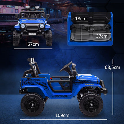 Elektrické auto pro děti, terénní 12V s hudbou, modrá