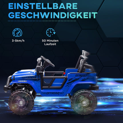 Elektrické auto pro děti, terénní 12V s hudbou, modrá